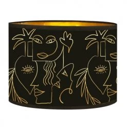 Abat-jours Lampadaires Abat-jour Lampadaire Doré Imprimé Noir Et Or Boho T 40 X H 25