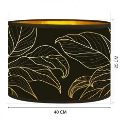 Abat-jours Lampadaires Abat-jour Lampadaire Doré Imprimé Noir Et Or Feuille T 40 X H 25 -Lampadaires || Lustres || Guirlandes et décorations lumineuses Soldes abat jour lampadaire dore imprime noir et or feuille t 40 x h 25 2