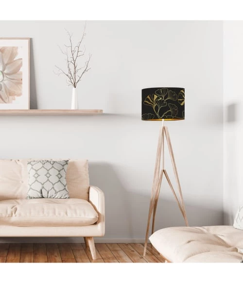 Abat-jours Lampadaires Abat-jour Lampadaire Doré Imprimé Noir Et Or Iris T 40 X H 25 4 Abat-jours Lampadaires Abat-jour Lampadaire Doré Imprimé Noir Et Or Iris T 40 X H 25 – Image 2