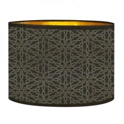 Abat-jours Lampadaires Abat-jour Lampadaire Doré Imprimé Noir Et Or Kiara T 40 X H 25