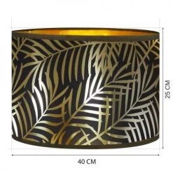 Abat-jours Lampadaires Abat-jour Lampadaire Doré Imprimé Noir Et Or Palmera T 40 X H 25 -Lampadaires || Lustres || Guirlandes et décorations lumineuses Soldes abat jour lampadaire dore imprime noir et or palmera t 40 x h 25 2