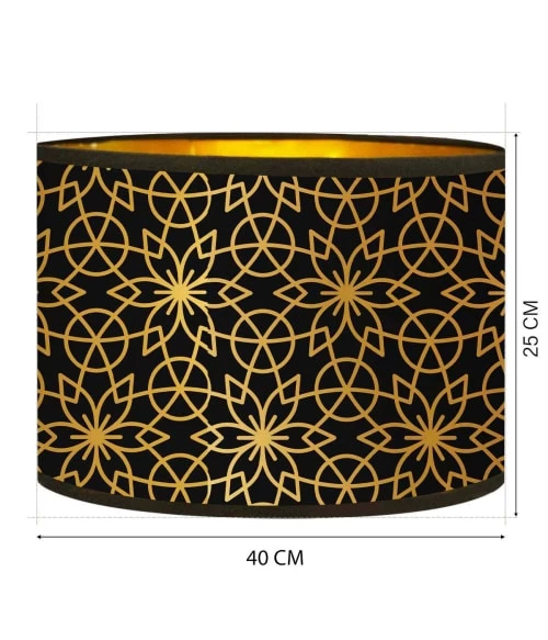 Abat-jours Lampadaires Abat-jour Lampadaire Doré Imprimé Noir Et Or Rosace T 40 X H 25 5 Abat-jours Lampadaires Abat-jour Lampadaire Doré Imprimé Noir Et Or Rosace T 40 X H 25 – Image 3