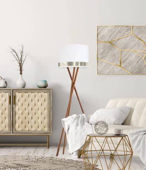 Abat-jours Lampadaires Abat-jour Lampadaire Jonc Blanc Et Aluminium T 45 X H 25 4 Abat-jours Lampadaires Abat-jour Lampadaire Jonc Blanc Et Aluminium T 45 X H 25 – Image 2