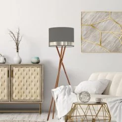 Abat-jours Lampadaires Abat-jour Lampadaire Jonc Gris Et Aluminium T 45 X H 25 -Lampadaires || Lustres || Guirlandes et décorations lumineuses Soldes abat jour lampadaire jonc gris et aluminium t 45 x h 25 1