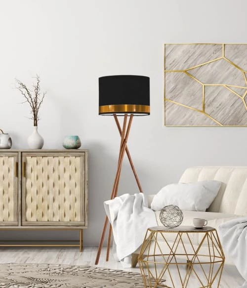 Abat-jours Lampadaires Abat-jour Lampadaire Jonc Noir Et Cuivre T 45 X H 25 4 Abat-jours Lampadaires Abat-jour Lampadaire Jonc Noir Et Cuivre T 45 X H 25 – Image 2