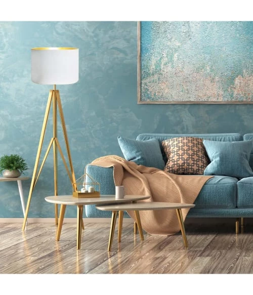 Abat-jours Lampadaires Abat-jour Rond Blanc Et Or T 35 X H 30 4 Abat-jours Lampadaires Abat-jour Rond Blanc Et Or T 35 X H 30 – Image 2