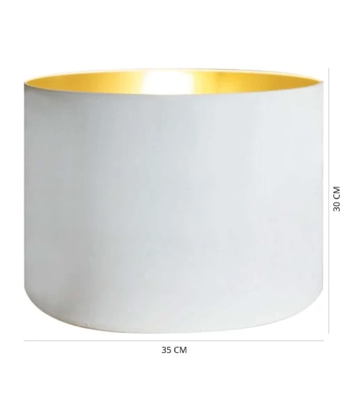 Abat-jours Lampadaires Abat-jour Rond Blanc Et Or T 35 X H 30 5 Abat-jours Lampadaires Abat-jour Rond Blanc Et Or T 35 X H 30 – Image 3