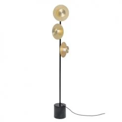 Kare Design Lampadaires Lampadaire 3 Disques En Acier Doré Et Marbre H160