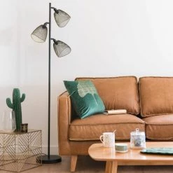 Maisons Du Monde Lampadaires Lampadaire 3 Spots En Métal Noir Et Doré H165 -Lampadaires || Lustres || Guirlandes et décorations lumineuses Soldes lampadaire 3 spots en metal noir et dore h165 1000 8 34 171742 3