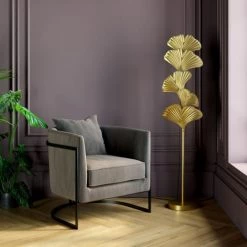 Kare Design Lampadaires Lampadaire 5 Feuilles De Ginkgo En Acier Doré H160 -Lampadaires || Lustres || Guirlandes et décorations lumineuses Soldes lampadaire 5 feuilles de ginkgo en acier dore h160 1