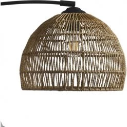 ATHM DESIGN Lampadaires Lampadaire Abat Jour Aspect Rotin Beige Et Pied Métal Noir -Lampadaires || Lustres || Guirlandes et décorations lumineuses Soldes lampadaire abat jour aspect rotin beige et pied metal noir 2