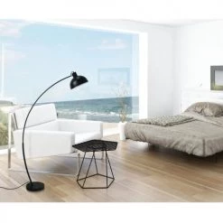 ATHM DESIGN Lampadaires Lampadaire Abat Jour Et Pied Métal Noir -Lampadaires || Lustres || Guirlandes et décorations lumineuses Soldes lampadaire abat jour et pied metal noir 13