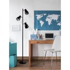ATHM DESIGN Lampadaires Lampadaire Abat Jour Et Pied Métal Noir -Lampadaires || Lustres || Guirlandes et décorations lumineuses Soldes lampadaire abat jour et pied metal noir 2