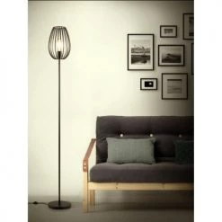 ATHM DESIGN Lampadaires Lampadaire Abat Jour Et Pied Métal Noir -Lampadaires || Lustres || Guirlandes et décorations lumineuses Soldes lampadaire abat jour et pied metal noir 8
