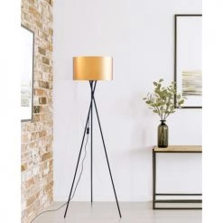 ATHM DESIGN Lampadaires Lampadaire Abat Jour PVC Doré Pieds Métal