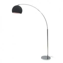 ATHM DESIGN Lampadaires Lampadaire Abat Jour PVC Noir Pied Métal Chrome