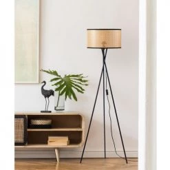 ATHM DESIGN Lampadaires Lampadaire Abat Jour PVC Noir Pieds Métal -Lampadaires || Lustres || Guirlandes et décorations lumineuses Soldes lampadaire abat jour pvc noir pieds metal 1