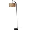 ATHM DESIGN Lampadaires Lampadaire Abat Jour Rotin Beige Et Pied Métal Noir