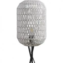 ATHM DESIGN Lampadaires Lampadaire Abat Jour Rotin Beige Et Pieds Métal -Lampadaires || Lustres || Guirlandes et décorations lumineuses Soldes lampadaire abat jour rotin beige et pieds metal 2