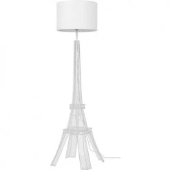 ATHM DESIGN Lampadaires Lampadaire Abat Jour Tissu Blanc Et Pieds Métal