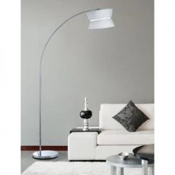 ATHM DESIGN Lampadaires Lampadaire Abat Jour Tissu Blanc Pied Métal -Lampadaires || Lustres || Guirlandes et décorations lumineuses Soldes lampadaire abat jour tissu blanc pied metal 1