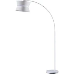 ATHM DESIGN Lampadaires Lampadaire Abat Jour Tissu Gris Pied Métal -Lampadaires || Lustres || Guirlandes et décorations lumineuses Soldes lampadaire abat jour tissu blanc pied metal 6