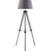ATHM DESIGN Lampadaires Lampadaire Abat Jour Tissu Gris Et Pieds Bois