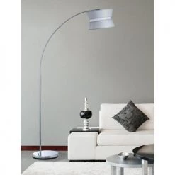 ATHM DESIGN Lampadaires Lampadaire Abat Jour Tissu Gris Pied Métal -Lampadaires || Lustres || Guirlandes et décorations lumineuses Soldes lampadaire abat jour tissu gris pied metal 2