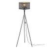 ATHM DESIGN Lampadaires Lampadaire Abat Jour Tissu Noir Et Doré Pieds Métal -Lampadaires || Lustres || Guirlandes et décorations lumineuses Soldes lampadaire abat jour tissu noir et dore pieds metal