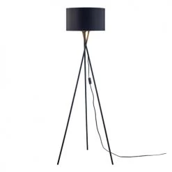 ATHM DESIGN Lampadaires Lampadaire Abat Jour Tissu Noir Et Pied Métal