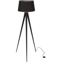 ATHM DESIGN Lampadaires Lampadaire Abat Jour Tissu Noir Et Pied Métal -Lampadaires || Lustres || Guirlandes et décorations lumineuses Soldes lampadaire abat jour tissu noir et pied metal 12