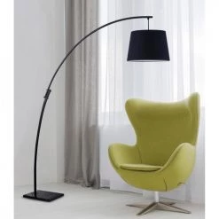 ATHM DESIGN Lampadaires Lampadaire Abat Jour Tissu Noir Et Pied Métal -Lampadaires || Lustres || Guirlandes et décorations lumineuses Soldes lampadaire abat jour tissu noir et pied metal 7