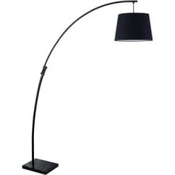 ATHM DESIGN Lampadaires Lampadaire Abat Jour Tissu Blanc Et Pied Métal -Lampadaires || Lustres || Guirlandes et décorations lumineuses Soldes lampadaire abat jour tissu noir et pied metal 9