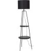 ATHM DESIGN Lampadaires Lampadaire Abat Jour Tissu Noir Et Pieds Métal Noir -Lampadaires || Lustres || Guirlandes et décorations lumineuses Soldes lampadaire abat jour tissu noir et pieds metal noir
