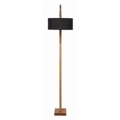 ATHM DESIGN Lampadaires Lampadaire Abat Jour Tissu Noir Pied Bois -Lampadaires || Lustres || Guirlandes et décorations lumineuses Soldes lampadaire abat jour tissu noir pied bois 3