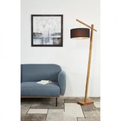 ATHM DESIGN Lampadaires Lampadaire Abat Jour Tissu Noir Pied Bois -Lampadaires || Lustres || Guirlandes et décorations lumineuses Soldes lampadaire abat jour tissu noir pied bois 5
