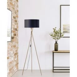 ATHM DESIGN Lampadaires Lampadaire Abat Jour Tissu Noir Pieds Métal -Lampadaires || Lustres || Guirlandes et décorations lumineuses Soldes lampadaire abat jour tissu noir pieds metal 2