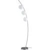 ATHM DESIGN Lampadaires Lampadaire Abat Jour Verre Et Pied Métal Argent -Lampadaires || Lustres || Guirlandes et décorations lumineuses Soldes lampadaire abat jour verre et pied metal argent