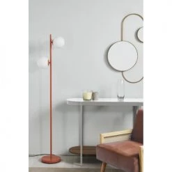 ATHM DESIGN Lampadaires Lampadaire Abat Jour Verre Pied Metal Brossé Marron -Lampadaires || Lustres || Guirlandes et décorations lumineuses Soldes lampadaire abat jour verre pied metal brosse marron 3