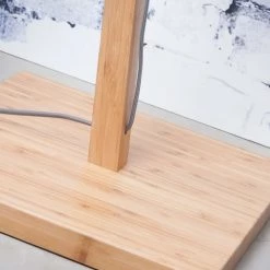 Good & Mojo Lampadaires Lampadaire Bambou Et Lin Naturel Blanc H176cm -Lampadaires || Lustres || Guirlandes et décorations lumineuses Soldes lampadaire bambou et lin naturel blanc h176cm 2