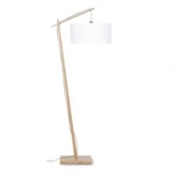 Good & Mojo Lampadaires Lampadaire Bambou Et Lin Naturel Blanc H176cm