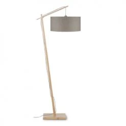 Good & Mojo Lampadaires Lampadaire Bambou Et Lin Naturel Gris H176cm