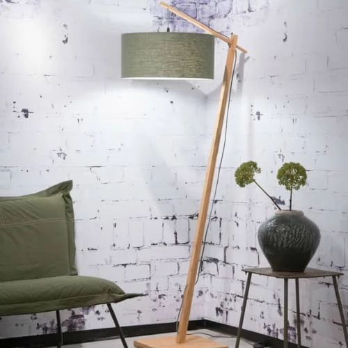 Good & Mojo Lampadaires Lampadaire Bambou Et Lin Naturel Vert H176cm 4 Good & Mojo Lampadaires Lampadaire Bambou Et Lin Naturel Vert H176cm – Image 2