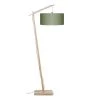 Good & Mojo Lampadaires Lampadaire Bambou Et Lin Naturel Vert H176cm -Lampadaires || Lustres || Guirlandes et décorations lumineuses Soldes lampadaire bambou et lin naturel vert h176cm
