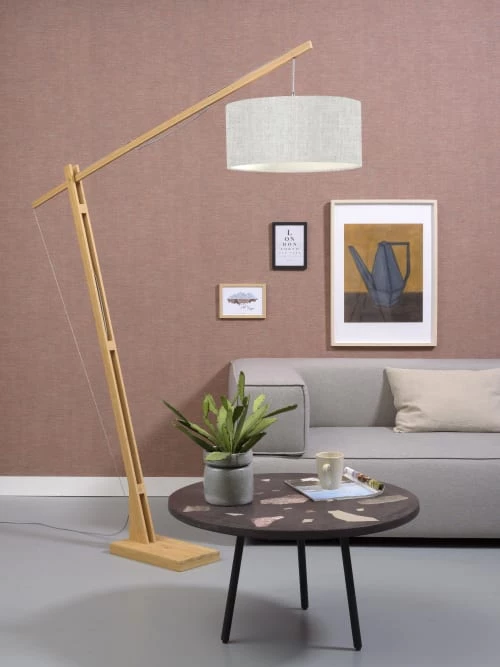 Good & Mojo Lampadaires Lampadaire Bambou/lin Gris H207cm 4 Good & Mojo Lampadaires Lampadaire Bambou/lin Gris H207cm – Image 2