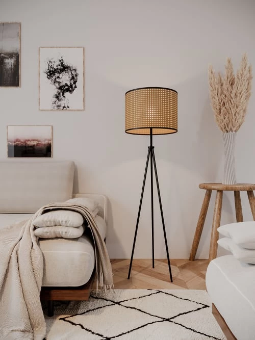 Potiron Paris Lampadaires Lampadaire Design à Trépied En Métal Et Rotin 4 Potiron Paris Lampadaires Lampadaire Design à Trépied En Métal Et Rotin – Image 2