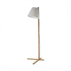 Wadiga Lampadaires Lampadaire Design Pied En Bambou Et Abat-jour Tissu Blanc