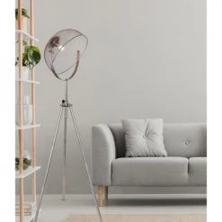 Globo Lampadaires Lampadaire Design Vintage H. 178 Cm Gris Chromé -Lampadaires || Lustres || Guirlandes et décorations lumineuses Soldes lampadaire design vintage h 178 cm gris chrome 1