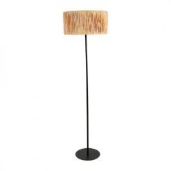 Decoratie Lampadaires Lampadaire Droit Métal Ambre Abat-jour Raphia H140cm