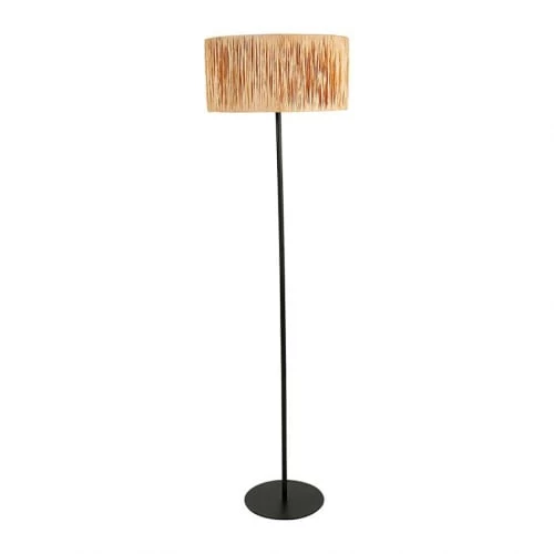 Decoratie Lampadaires Lampadaire Droit Métal Ambre Abat-jour Raphia H140cm 3 Decoratie Lampadaires Lampadaire Droit Métal Ambre Abat-jour Raphia H140cm